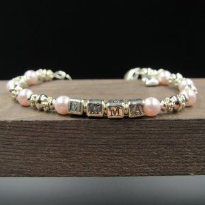 7" Sterling Silver Emma Name Bracelet Vintage